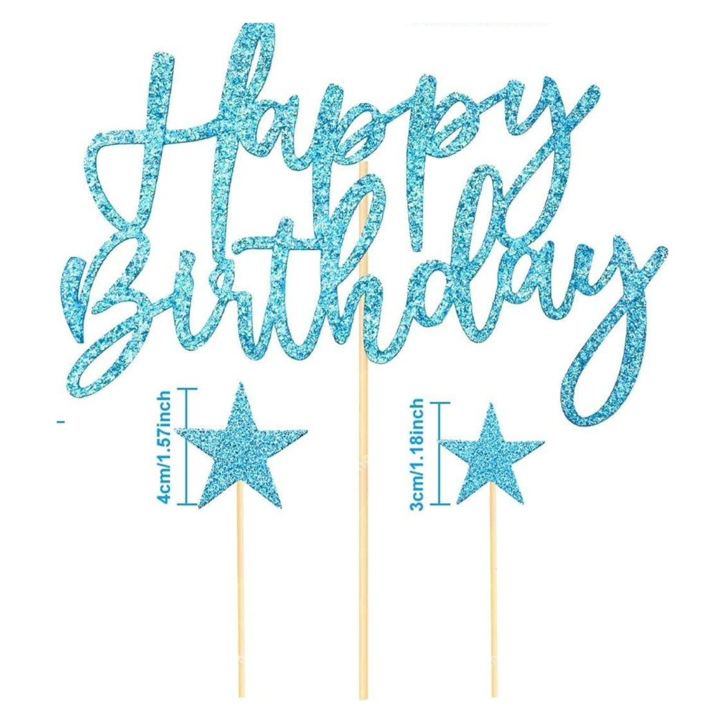 Happy Birthday Cake Topper with Stars