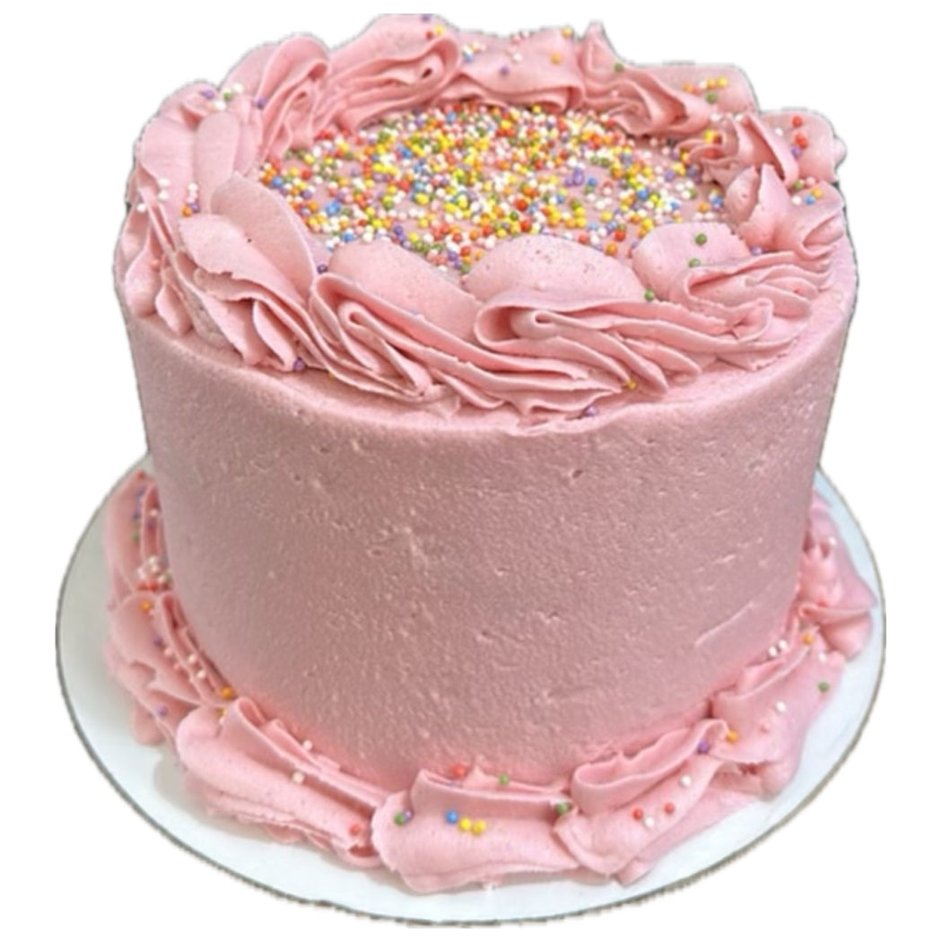 Vanilla Party Cake with Pink Frosting & Sprinkles (Custom Order)